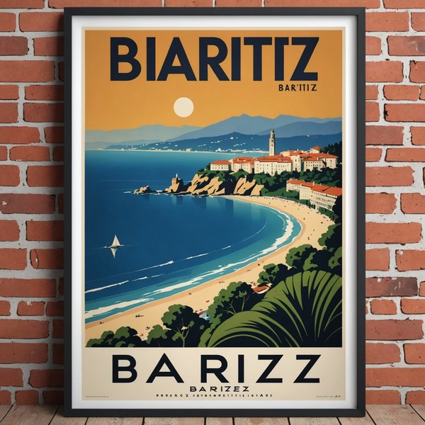 Revivez le Glamour Rétro avec l'Élégance d'une Affiche Biarritz Vintage - Découvrez la Collection Unique d'Art Déco Aix !